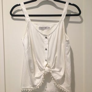White embroidered trim tank top